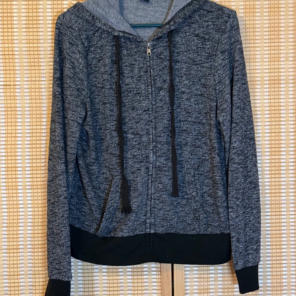 Ci‎ Sono Womens Full Zip Marled Grey Hoodie Jacket L Whimsigoth Streetwear Work